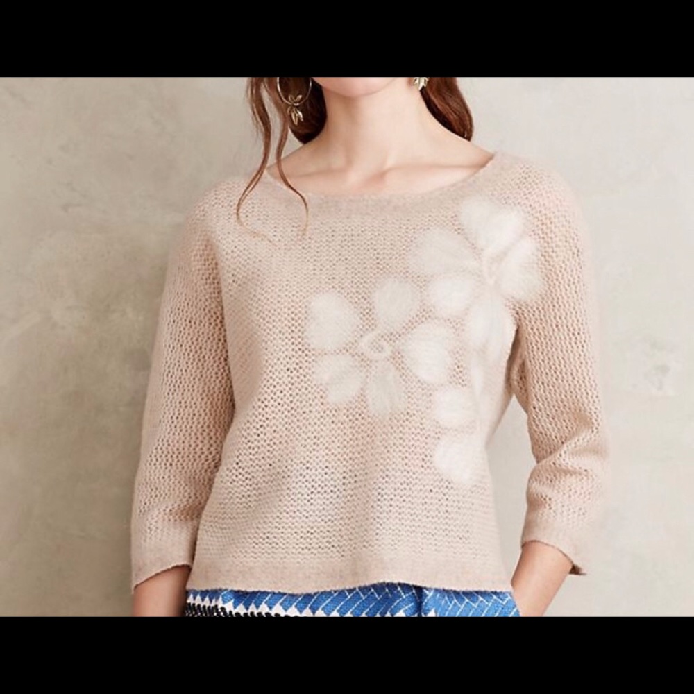 Anthropologie Troubadour Snow Blossom Sweater M